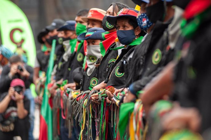 Marcha indígena del pasado mes de octubre a su paso por Bogotá, Colombia.