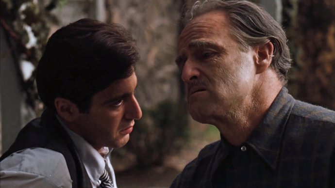 Al Pacino y Marlon Brando en El Padrino