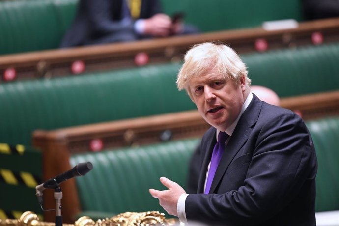 HANDOUT - 02 December 2020, England, London: UK Prime Minister Boris Johnson speaks during Prime Minister's Questions in the House of Commons. Photo: Jessica Taylor/Uk Parliament via PA Media/dpa - ATTENTION: editorial use only and only if the credit me