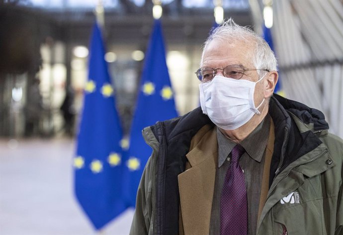 HANDOUT - 07 December 2020, Belgium, Brussels: European Union foreign policy chief Josep Borrell speaks to media as he arrives to attend the European Union Foreign Ministers meeting at the European Council building. Photo: Zucchi Enzo/European Council/d