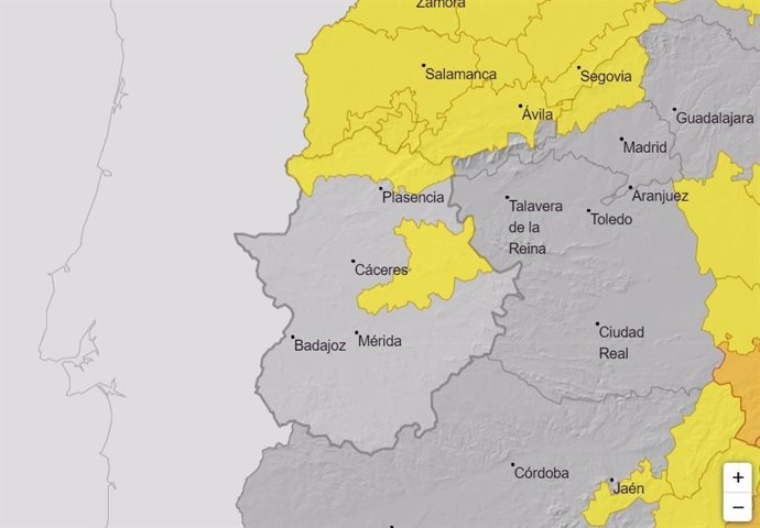 Aviso amarillo por vientos en Extremadura este lunes