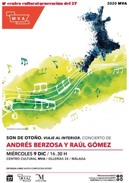 Cartel del ciclo 'Son de Otoño' del Centro del 27 que trae al músico y poeta Andrés Berzosa y al guitarrista Raúl Gómez