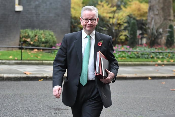 10 November 2020, England, London: Britain's Chancellor of the Duchy of Lancaster Michael Gove arrives in Downing Street, ahead of a cabinet meeting at the Foreign and Commonwealth Office (FCO). Photo: Dominic Lipinski/PA Wire/dpa