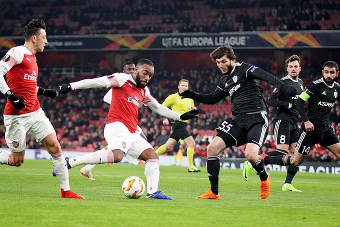 Arsenal\'s Alexandre Lacazette (9) opens the scoring during the UEFA Europa League, Group E football match between Arsenal and FK Qarabag on December 13, 2018 at the Emirates Stadium in London, England - Photo Nigel Cole / ProSportsImages / DPPI