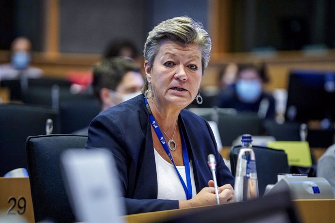 La comisaria europea de Interior, Ylva Johansson, en una sesión en el Parlamento Europeo, en Bruselas