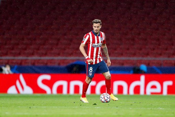Saul Niguez of Atletico de Madrid in action during the UEFA Champions League football match played between Atletico de Madrid and Lokomotiv Moskva at Wanda Metropolitano stadium on november 25, 2020, in Madrid, Spain