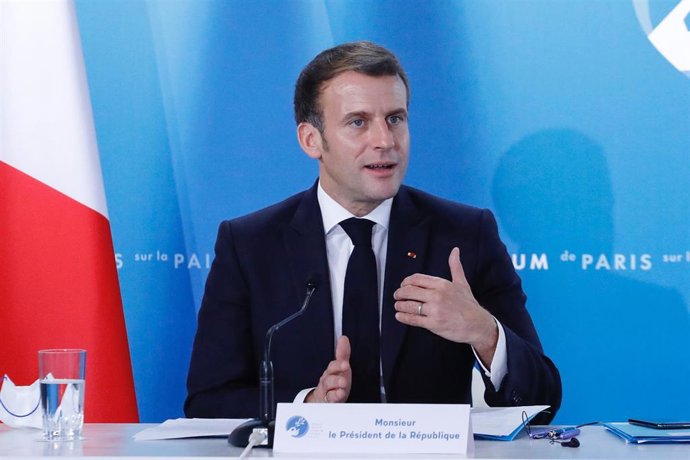 Emmanuel Macron en una comparecencia en París