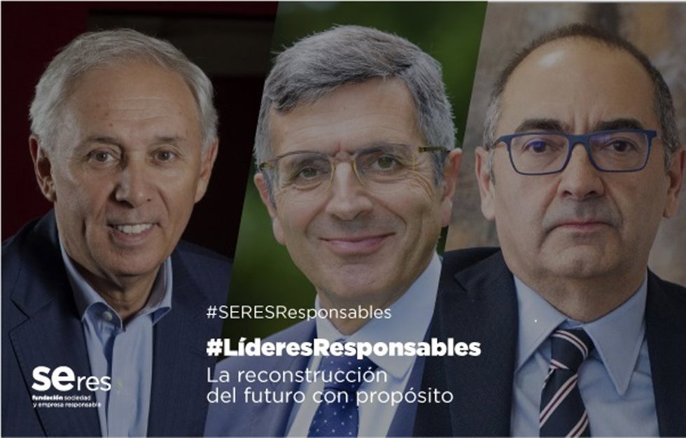 El consejero delegado de Estudio de Comunicación Benito Berceruelo y el CEO y presidente de la Universidad Europea de Madrid, Miguel Carmelo, reunidos en un nuevo encuentro #LíderesResponsables, impulsado por Fundación SERES.