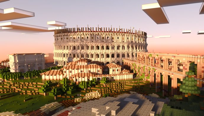 Minecraft Colosseum RTX con trazado de rayos.