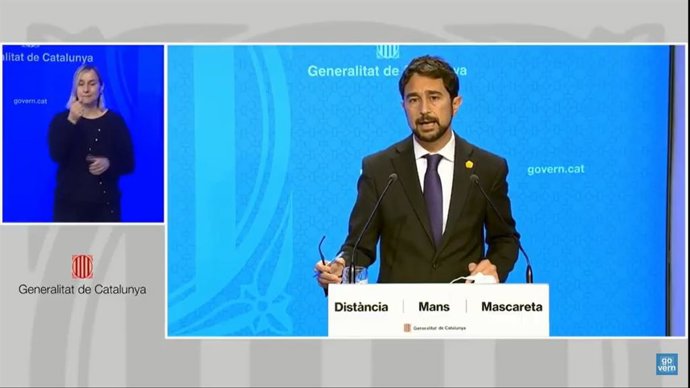 El conseller de Territori i Sostenibilitat, Dami Calvet, en una roda de premsa telemtica.