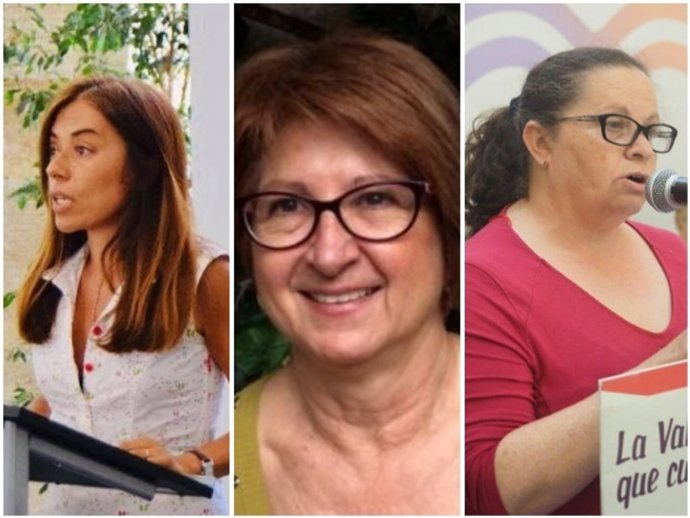 Las candidatas a la portavocía de Podem en Valncia, Adoración Guamán, Chelo Poveda y Lola Saiz