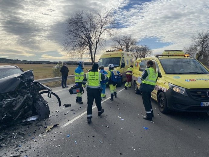 Imagen de un accidente de tráfico en San Martín de la Vega (Madrid) el pasado domingo día 6 de diciembre.