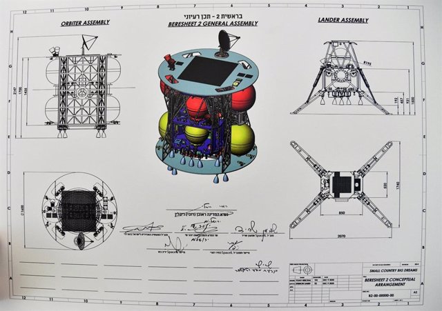 Diseño de la nueva nave lunar israelí Beresheet 2