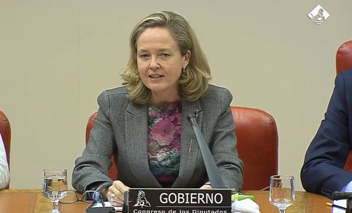 La ministra de Asuntos Económicos, Nadia Calviño, en el Congreso, el 9 de diciembre de 2020.