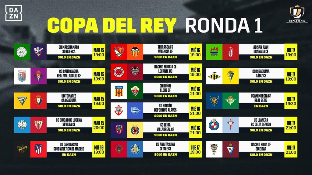 DAZN emitirá 16 partidos de la primera ronda de la Copa ...
