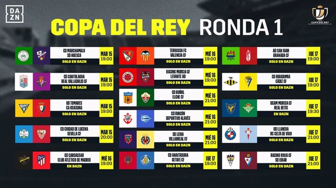 Partidos emitidos por DAZN en la primera ronda de la Copa del Rey 2020/21