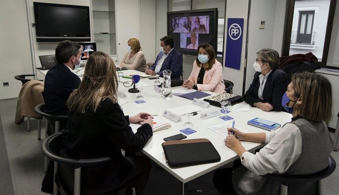 La secretaria de Agricultura y Despoblación del PP, Milagros Marcos, se reúne con consejeros del ramo de las CCAA gobernadas por el PP. En Madrid, a 9 de diciembre de 2020.