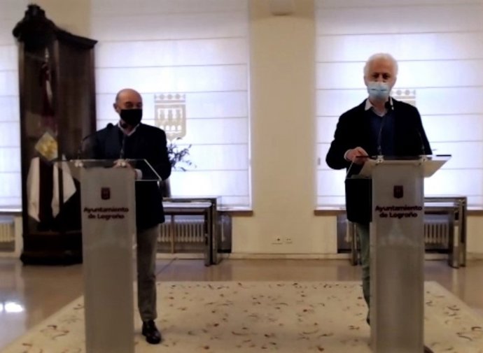 El alcalde de Logroño, Pablo Hermoso de Mendoza, y el presidente de la Cámara de Comercio, Jaime García-Calzada.