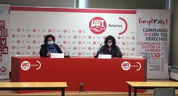 Rueda de prensa de la secretaria de Fesp-UGT Salud Asturias, Tatiana Soto, y la responsable de los Servicios Sociosanitarios de FeSP-UGT, Amor Suárez.