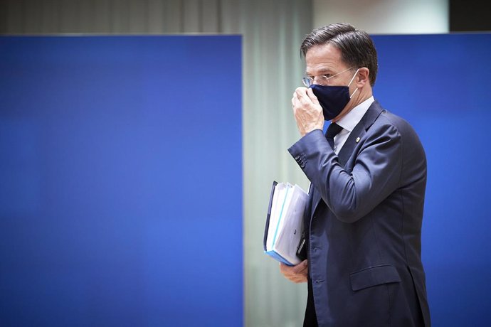 HANDOUT - 21 July 2020, Belgium, Brussels: Dutch Prime Minister Mark Rutte arrive sto attend the last roundtable discussion following a four-day European special summit, held to discuss a shared economic recovery plan. Photo: Mario Salerno/European Coun