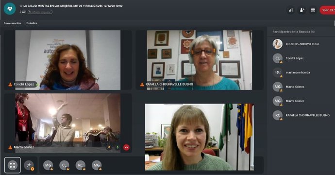 La asesora de programa del IAM en Córdoba, Lourdes Arroyo (abajo a la dcha.), en la presentación del cuaderno 'La salud mental de las mujeres. Mitos y realidades'.