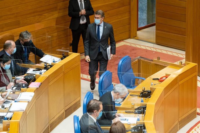 El presidente de la Xunta, Alberto Núñez Feijóo, en el Parlamento.