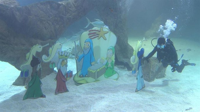 Imágenes del belén acuático que ha instalado el Zoo Aquarium de Madrid.