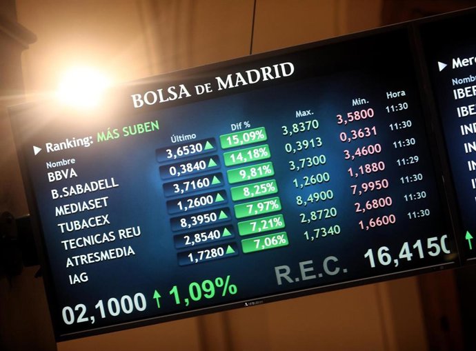 Valores de la bolsa de Madrid (España), a 16 de noviembre de 2020. 