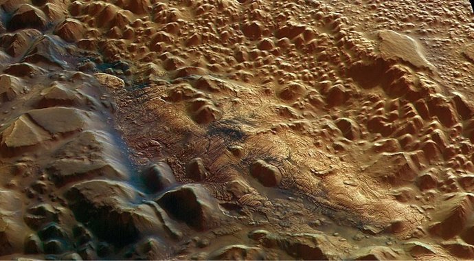 Visión orbital de la región de Iani Chaos en Marte