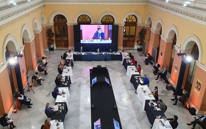 El consejero Antonio Luengo durante su intervención en el Consejo Consultivo Agrícola para Asuntos Comunitarios celebrado en Madrid