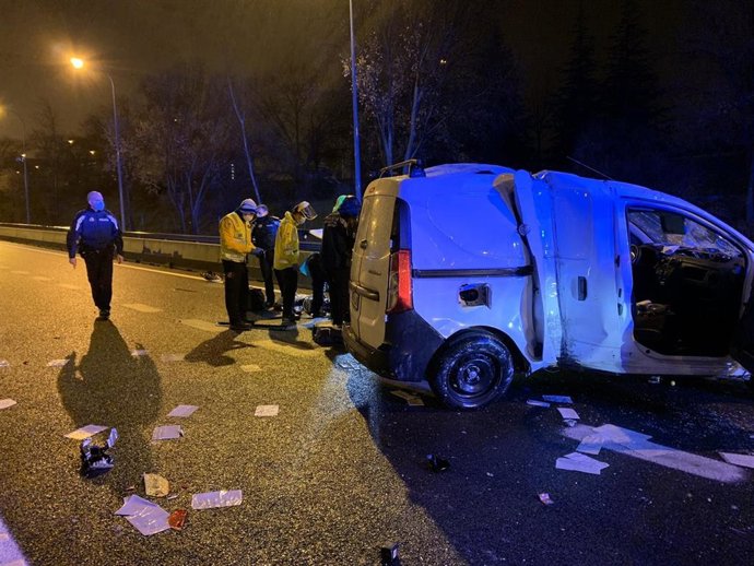 Accidente ocurrido en la M-30 a la altura de Fuencarral.