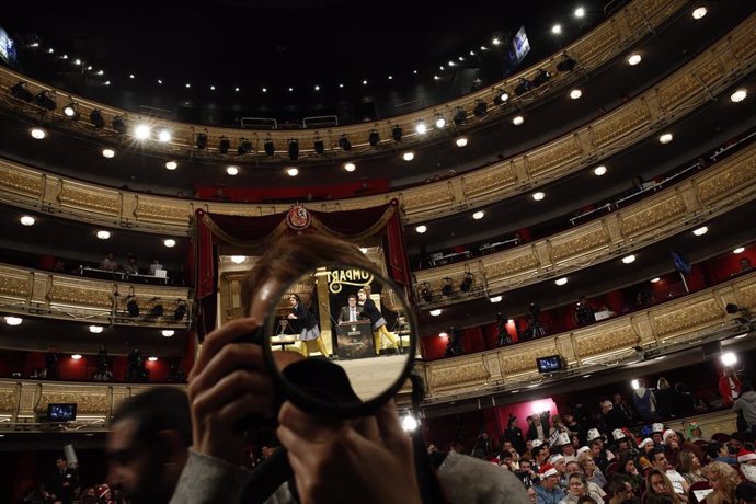 Plano del Teatro Real de Madrid durante la celebración del Sorteo Extraordinario de la Lotería de Navidad 2018. 