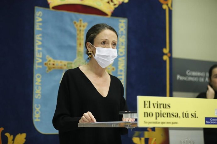 La  portavoz del gobierno, Melania Álvarez, en rueda de prensa.