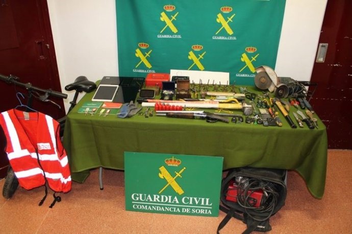 Efectos incautados a los detenidos en Matalebreras (Soria).