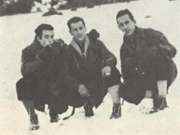 Enrique Martínez, José Luis Facerias y Celedonio García en los Pirineos en enero de 1948.