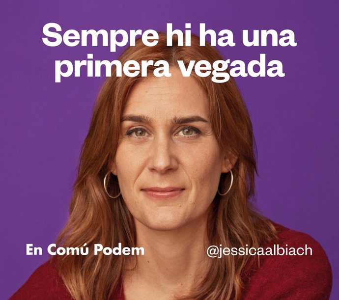 Cartel de precampaña de los comuns de cara a las elecciones catalanas previstas el 14 de febrero.