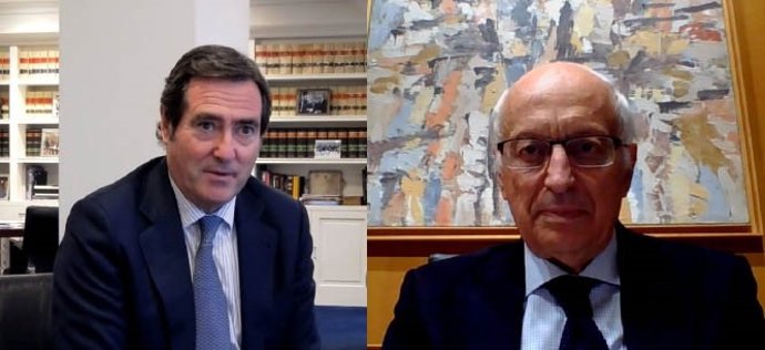 Firma vitual del convenio impulsado entre Ibercaja y CEOE.