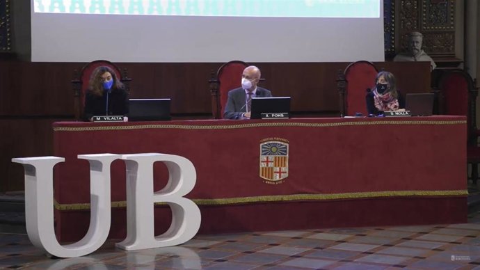 Acto de proclamación de los resultados de la primera vuelta de las elecciones a rector de la UB, en el paraninfo de la institución