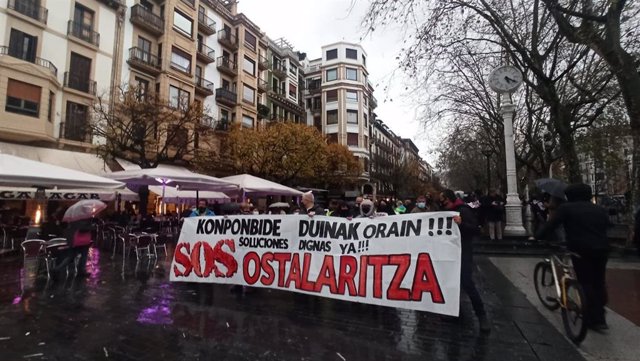 Manifestación en apoyo de la hostelería en Gipuzkoa