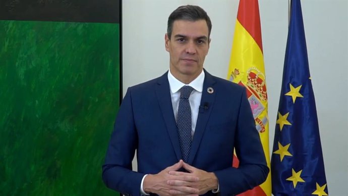 El presidente de Gobierno, Pedro Sánchez, durante su intervención en la Cumbre de Acción Climática