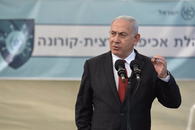 Benjamin Netanyahu, en su visita a la sede de la agencia de lucha contra el coronavirus en Tel Aviv
