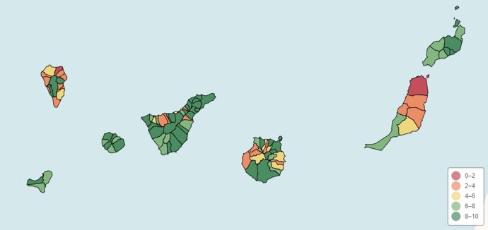 Puntuaciones de calidad de los portales de transparencia de Canarias