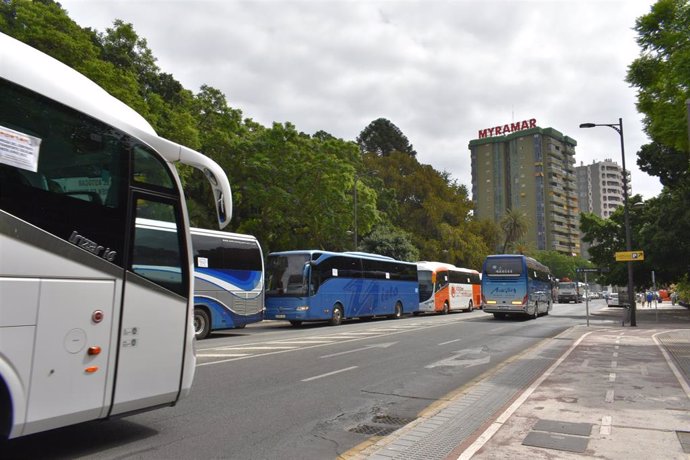 Concentración de autobuses en Málaga