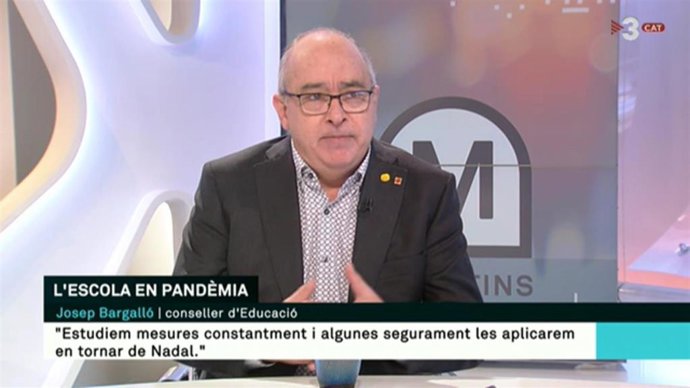 El conseller de Educación, Josep Bargalló, en una entrevista en el programa 'Els Matins' de TV3