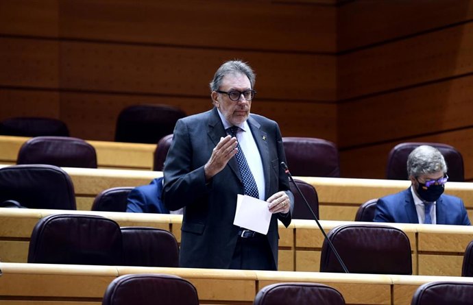 El portavoz del Grupo Parlamentario Nacionalista en el Senado, Josep Lluís Cleries, interviene durante un pleno en el Senado, en Madrid (España), a 9 de septiembre de 2020. 