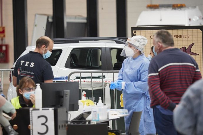 Recinto Ferial de Navarra, en Pamplona, donde el Departamento de Salud del Gobierno de Navarra realiza pruebas PCR de detección del Covid-19.