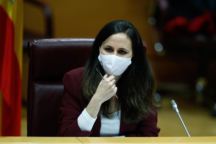 La secretaria de Estado de Agenda 2030 y dirigente de Podemos, Ione Belarra, comparecen en la Comisión de Presupuestos del Senado, en Madrid (España), a 11 de diciembre de 2020.
