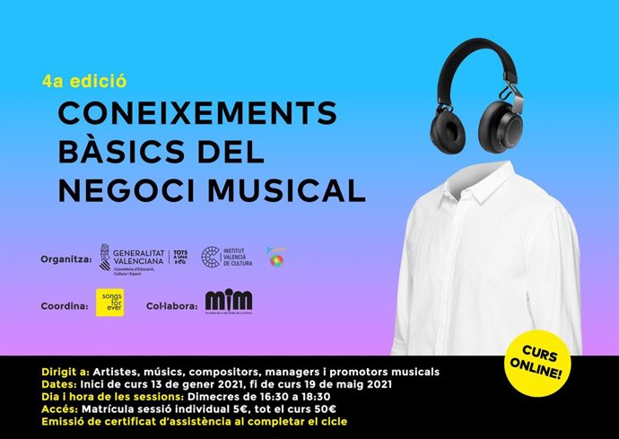 Cartel del curso 'Conocimientos básicos del negocio musical'