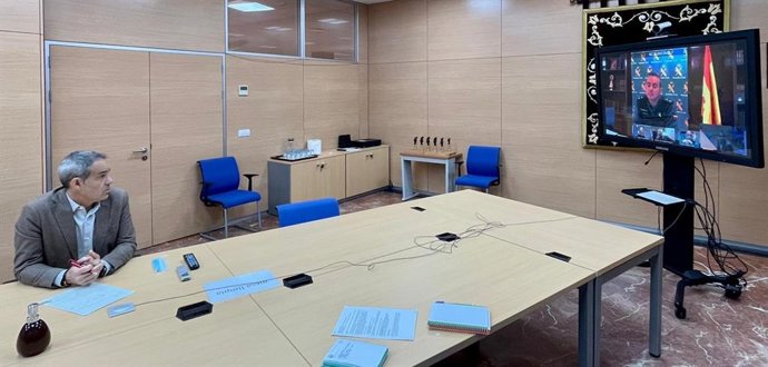 Pacheco en una reunión telemática 