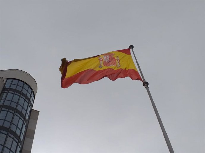 Bandera de España en Oviedo.